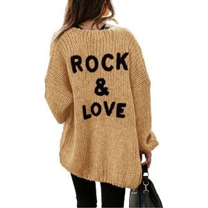 Rock & Love Oversized Chunky Knit Sweater - Tan Boho Rock